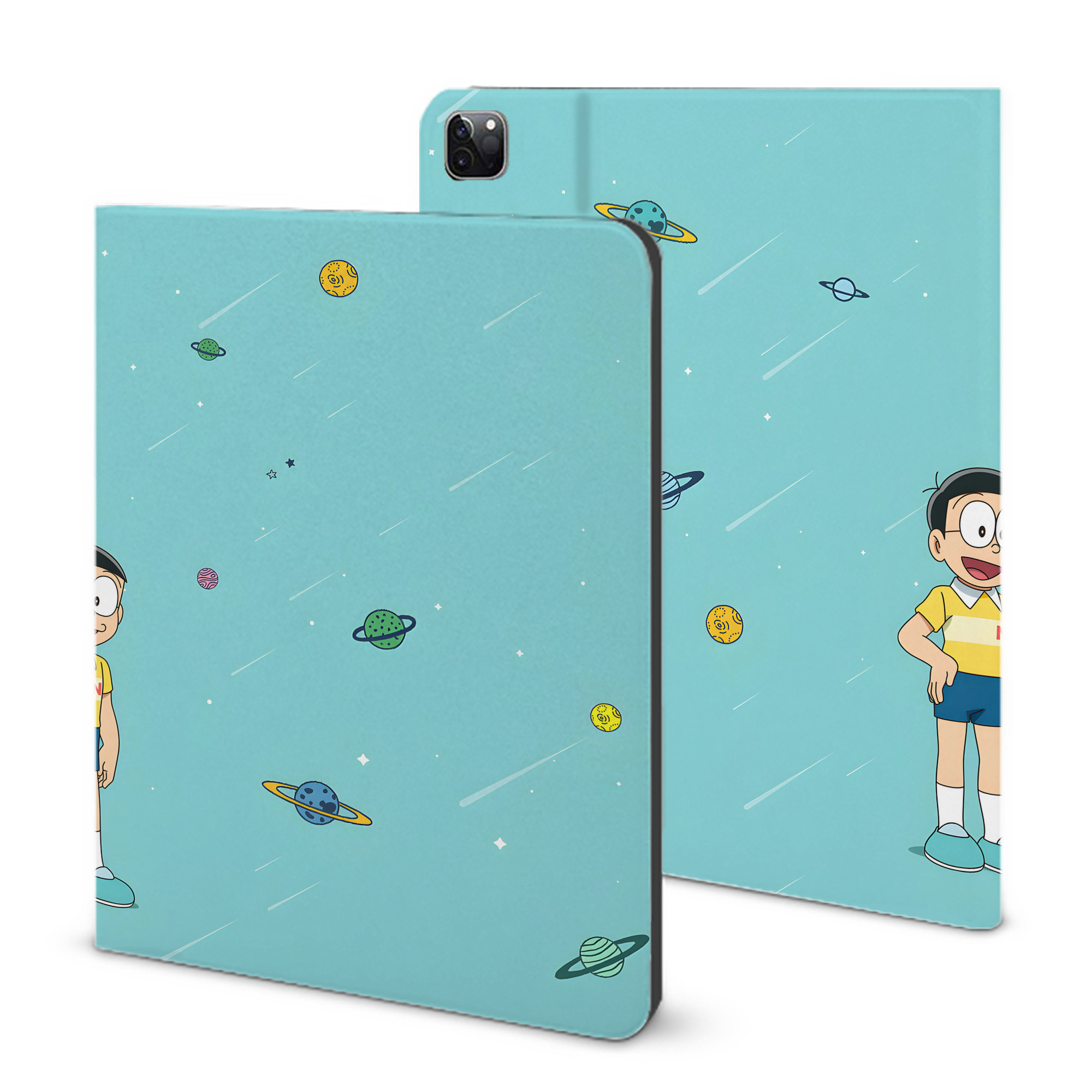 （画像用） ドラえもん Doraemon IPad ケース ブック型 PUレザー TPU 耐衝撃 軽量 薄型 ペン収納なし 全面保護 IPad 各モデル対応